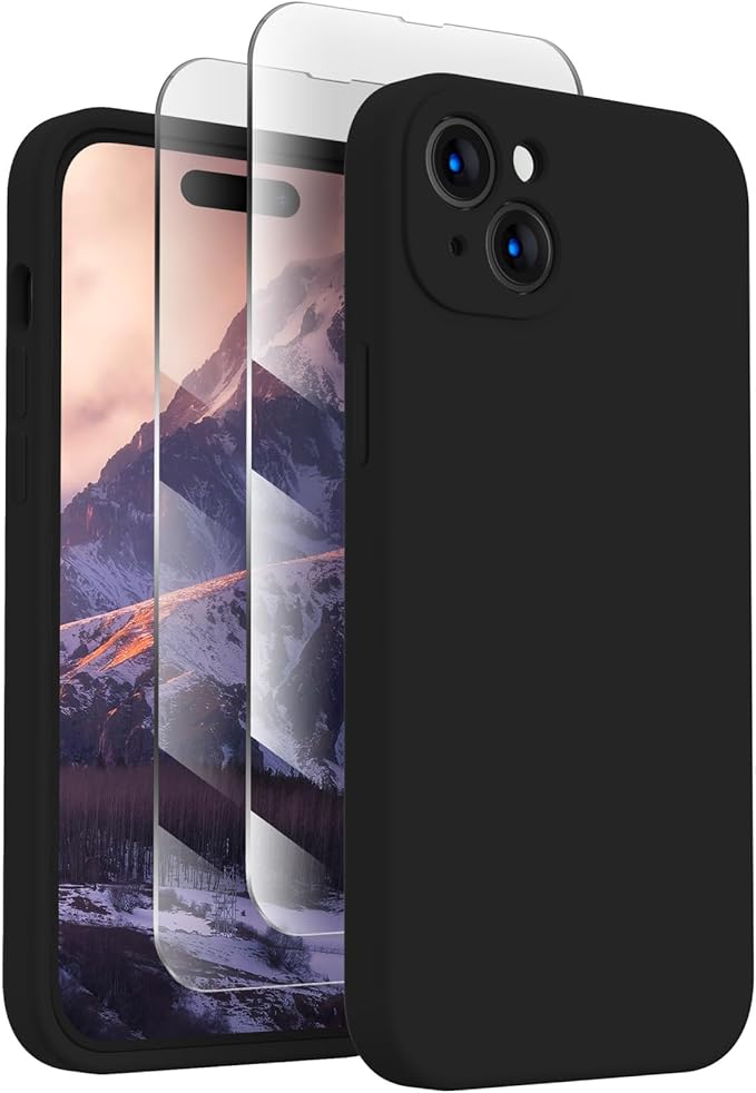 FireNova Designed for iPhone 15 Plus Case, Silicone [Camera Protection] Case, Soft Anti-Scratch Microfiber Lining Inside, 6.7 inch, Black
