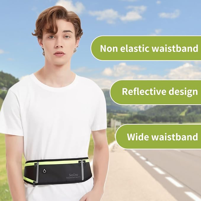 SooGree Men Women Running Belts,Slim Sport Belts,Waterproof Running Fanny Pack,Waterproof Running Waist Packs with Reflective Strip,Runner Belt for Running Walking Cycling Camping Gym (Orange)