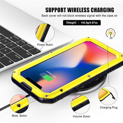 Mitywah Waterproof Case for iPhone 11, Heavy Duty Military Grade Shockproof Cover Built-in Screen Protection, Metal Case Full Body Dustproof Strong Rugged Thick for iPhone 11, Yellow