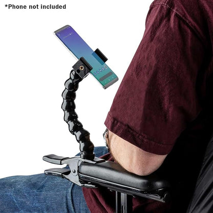 MOGO ModularHose Assistive Technology Phone Holder with Heavy-Duty Spring Clamp (Opens to 2"), 8 Inch Arm