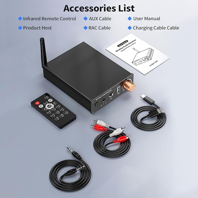 M6R Bluetooth 6.0 Receiver Audio Receivers Support Microphone Singing U Disk Playback Infrared Remote Control Dual Output,for Old Stereo/Speakers/Wired Speakers/Home Audio Music Streaming Etc