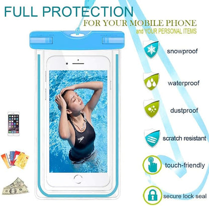GLBSUNION Waterproof Phone Case, 4 Pack Universal Waterproof Pouch Dry Bag with Neck Strap Luminous Ornament for Water Games for iPhone 16 15 14 13 12 Pro MAX Plus Galaxy S24 S23 Edge Note up to 7.5"