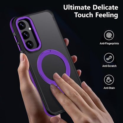 for Samsung Galaxy S23 FE Case, Magnetic Adjustable Ring Stand [Fit for Magsafe], [Military-Grade Shockproof Protection] Phone Case with Kickstand&Ring Holder (Purple)