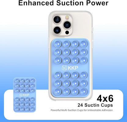 KKP Classic MAX - Silicone Suction Phone Case Adhesive Mount - Hands-Free, Strong Grip Holder for Selfies and Videos - iPhone and Android Compatible - 2.6″ x 3.9″