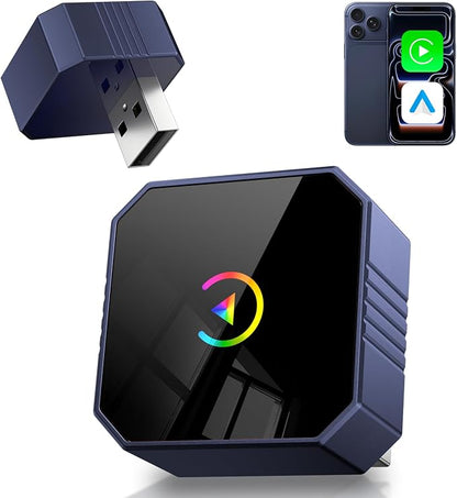 Wireless CarPlay Adapter for Apple iPhone & Android Auto, 2026 Upgraded 2-in-1 Plug and Play Converts Wired to Wireless CarPlay, Fast Auto-Connect, Zero Latency with iPhone iOS 10+