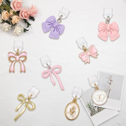 8Pcs Dust Plug Charm Type C Pink Bow Butterfly Compatible with Kindle E-Reader Phone Charging Ports Gift for Book Lover Readers Men Women Teachers Students