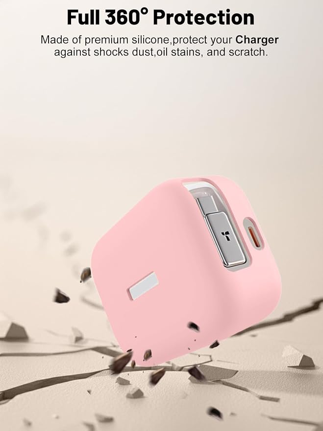 Silicone Protective Case for TORRAS FlexLine 67W Charger, Full-Body Protective Cover with Precise Cutouts, Shockproof Dustproof Charging Block Protector Sleeve & Scratch-Resistant Sleeve (Pink)