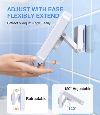 Romuto Shower Phone Holder Waterproof【480° Rotation】HD Touch Screen & Anti-Fog phone shower holder, IPX6 Waterproof Clear Sound Bathroom Accessories for iPhone 17 16 Pro Max Air, S25 Ultra, 4-7" Phone
