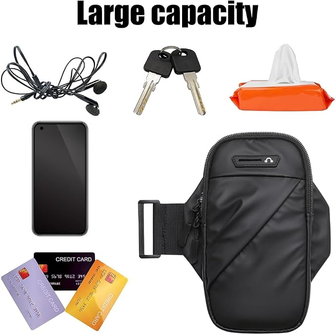 DONGKER Sports Armband Bag,6.8" Running Phone Holder with Key Pouch & Headphone Hole for Jogging Cycling Hiking