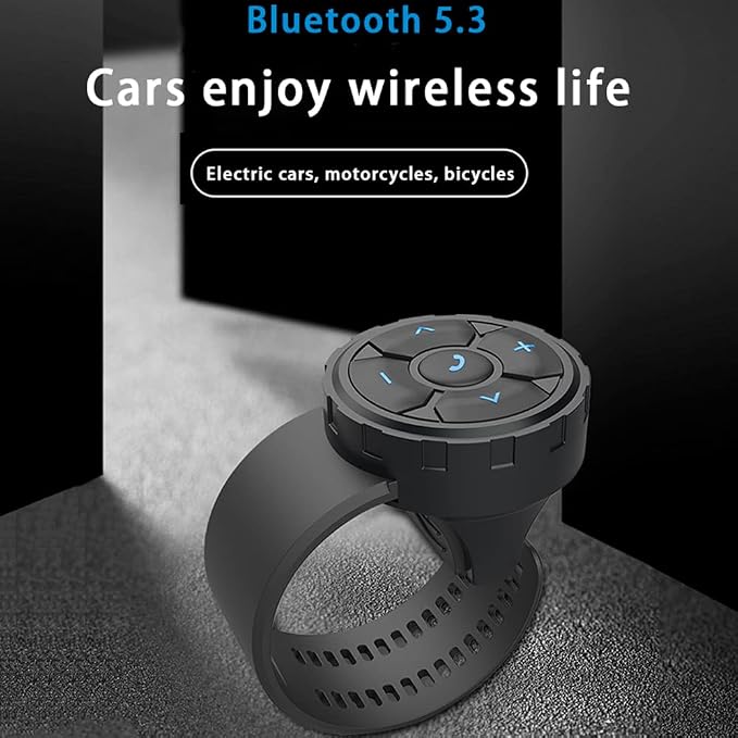 Car Motorcycle Bicycle Wireless Bluetooth 5.3 Remote Controller Phone Car Kit Steering Wheel Remote Controller Receiver Rechargeable 500mA Battery for Cell Phone Waterproof 67