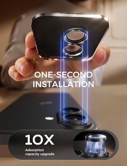MAGIC JOHN for iPhone 17 Camera Lens Protector [Alignment Kit&1:1 Invisible Fit] 9H Aerospace Tempered Glass, Ultra HD, Metal Individual Ring, Set of 2,Black