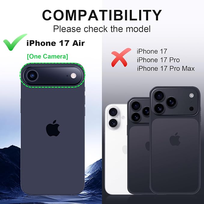 AFARER 2 Pack Lens Protector for iPhone 17 Air, Ultra-thin HD Tempered Glass Camera Cover [Strong Adsorption] [Not Easy to Break] [Does not Affect Night Shots] Case-Friendly (Black)