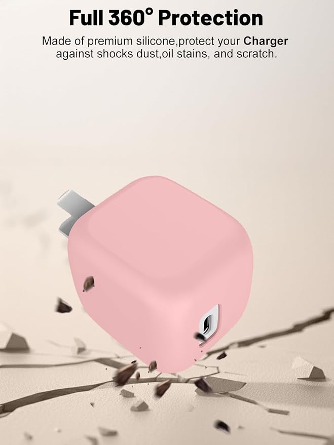 Silicone Protective Case for Belkin 45W USB C Charger Block, Full-Body Protective Cover with Precise Cutouts, Shockproof Dustproof Charging Protector Sleeve & Scratch-Resistant Sleeve (Pink)
