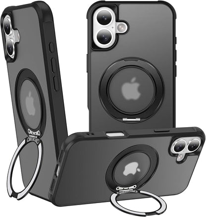 360° Magnetic Swivel Ring for iPhone 17 case, Built-in Metal Stand and Ring Holder, Magsafe Compatible, Military Grade Protection, Shock Resistant - Black
