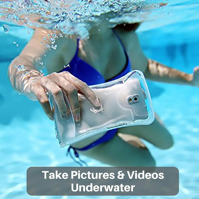 AquaVault 100% Waterproof Floating Smart Phone Case & Money Pouch - Fits All Phones - Made from Premium Heavy Duty PVC for Added Drop Protection - Includes Adjustable Neck Strap. White