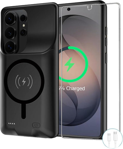 Battery Case for Galaxy S26 Ultra, [12000mAh] Slim Rechargeable Smart Extended Charging Case Compatible with Galaxy S26 Ultra (6.9 inch) Backup Power Battery Pack Charger Cover-Black