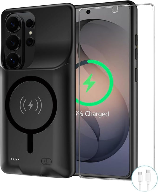 Battery Case for Galaxy S26 Ultra, [12000mAh] Slim Rechargeable Smart Extended Charging Case Compatible with Galaxy S26 Ultra (6.9 inch) Backup Power Battery Pack Charger Cover-Black