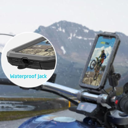 iMESTOU Waterproof Motorcycle Phone Mount IP66 with 1" Ball Head 360° Rotation Fits for RAM B Size Accessories, Suitable for 5.5"-6.8" Smartphones with Max. Thickness 0.43"(Size L)