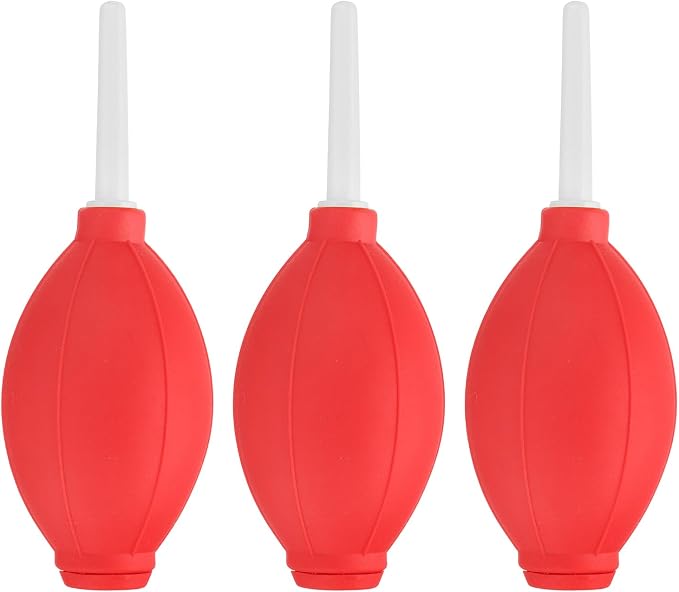PATIKIL Soft Tip Air Blower Dust Blaster, 3 Pcs Rubber Bulb Air Pump Dust Blower Cleaner Cameras Lens Cleaning Tool with Long Nozzle for Camera Lens Computer Keyboard, Red/White