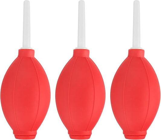 PATIKIL Soft Tip Air Blower Dust Blaster, 3 Pcs Rubber Bulb Air Pump Dust Blower Cleaner Cameras Lens Cleaning Tool with Long Nozzle for Camera Lens Computer Keyboard, Red/White