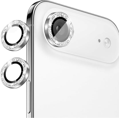 Compatible for iPhone Air Camera Lens Protector Bling, Cute Sparkle Glitter Camera Cover for Women, Individual Ring, Anti-Scratch 2 Pack Protectors for 17 Air (1 Rugular Use + 1 Extra), Silver