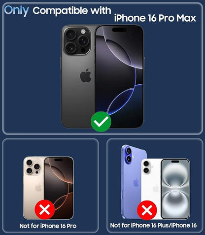 for iPhone 16 Pro Max Case, Compatible with MagSafe, Built-in Camera Ring Stand, with Individual Camera Cover, Translucent Matte Military-Grade Drop Protection Magnetic Case, Purple