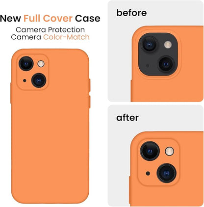 FireNova Designed for iPhone 13 Case, Silicone Upgraded [Camera Protection] Phone Case, Soft Anti-Scratch Microfiber Lining Inside, 6.1 inch, Kumquat