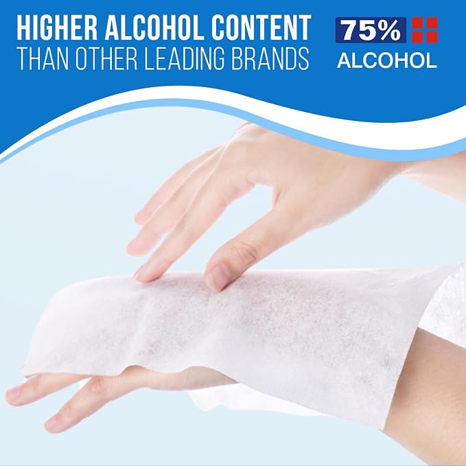 MagiCare 75% Large Alcohol Wipes (2 Canisters) - Alcohol Hand Sanitizing Wipes, Unscented - Premium Hand Wipe, Sanitizer Wipe - Home, Classroom, Cleaning, Camping - 2, 100ct Canisters (200pcs)