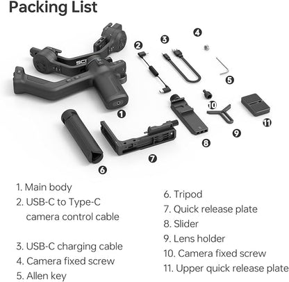 FeiyuTech SCORP-C2 Camera Gimbal Stabilizer, 3-Axis Professional Video Stabilizer with Built-in AI Tracking, 7.72lb Payload for DSLR & Mirrorless Sony A7IV Canon R5 Nikon, Native Vertical Shooting