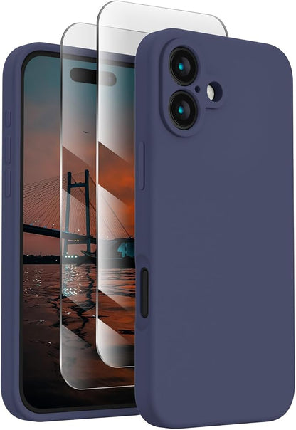 FireNova Designed for iPhone 16 Plus Case, Silicone Upgraded [Camera Protection] Case, Soft Anti-Scratch Microfiber Lining Inside, 6.7 inch, Navy Blue