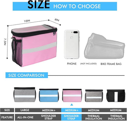 Bike Handlebar Bag - Front Basket with Bike Phone Mount, Bicycle Cooler Pouch Pack for Kids Girls Boys Men Women