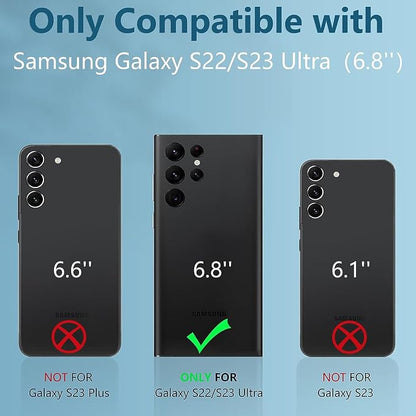 Battery Case for Galaxy S22 Ultra/S23 Ultra, 12000mAh Extended Portable Protective Case Backup Power Bank Wireless Charger Case-Black
