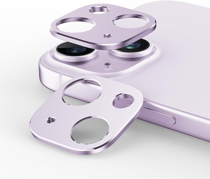 2 Packs Camera Lens Protector for iPhone 14 Plus/iPhone 14 Matte Finish Aluminum Alloy [No Glass Lens Cover] [Unobstructed Shooting] [Case Friendly] [Premuim Metal] Purple