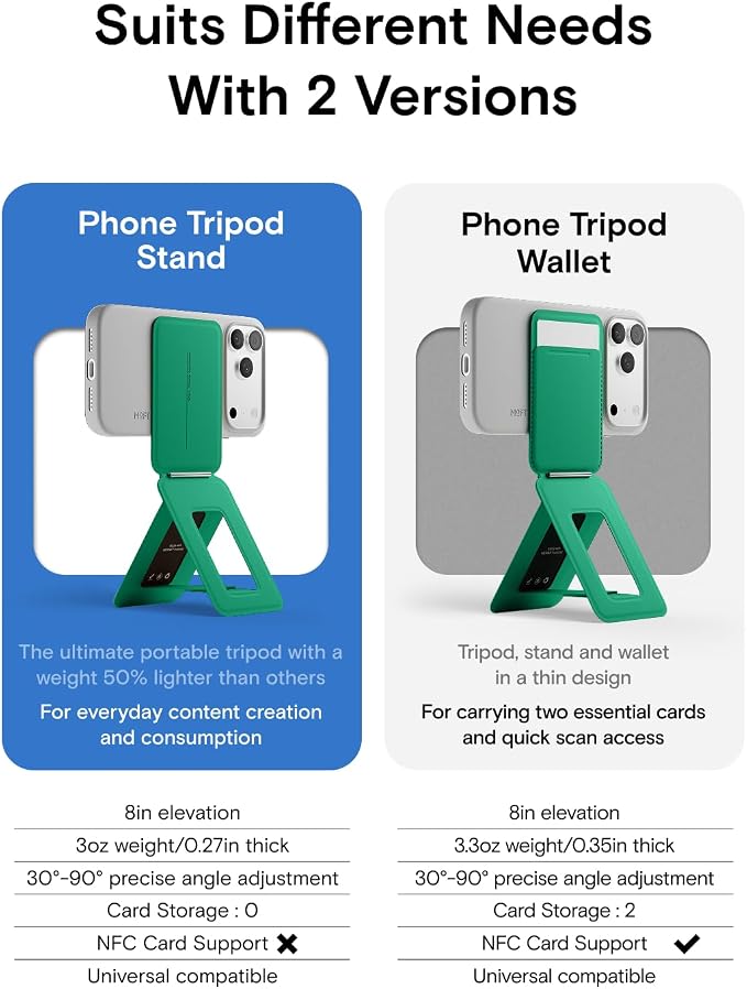 MOFT Phone Tripod Stand Selfie Stick for iPhone, Multi-Angles iPhone Stand, Lightweight & Portable Phone Holder, Strong Magnets, MOVAS Vegan Leather, Travel Essentials, Sapphire (Without Card Slot)