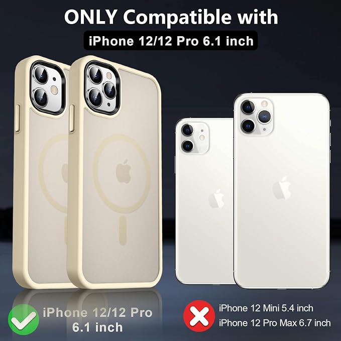 MOCCA Strong Magnetic for iPhone 12 Case/iPhone 12 Pro Case, Compatible with Magsafe, Mil-Grade Drop Protection, Slim Shockproof Translucent Protective Phone Case for iPhone 12/12 Pro, Light Gold