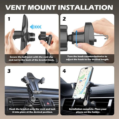 2026 Upgraded Car Vent Phone Mount,360° Rotatable & Retractable Air Vent Phone Holder for Car Fit 4.7-7.2" Phones,Universal Cars Phones Holder Vents for Horizontal/Vertical Vents