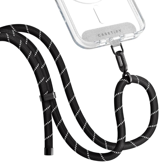 CASETiFY 8mm Rope Cross Body Strap with Card - Black