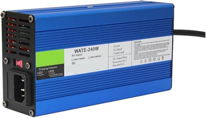 Charger Aluminum Lithium Ion Battery 12.6V 7A Charger 3S 12V Lithium Battery Pack Charger with Cooling Fan Smarts Charge Auto-Stop Aluminum Case(RED Plugs,U.K)