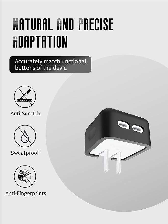 Case for Apple 35W Dual USB-C Port Compact Power Adapter (Model: A2571), FJIASTB Kids-Friendly Soft Silicone Protective Cover, Shockproof (Black)
