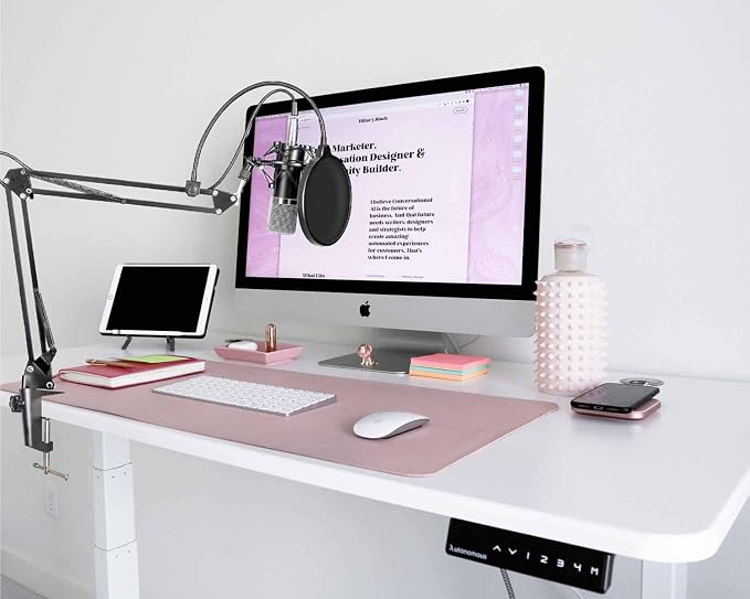 Replacement Heavy Duty C Clamp for 1/2” Base Magnifying Lamp,Desk Lamp,Swing Arm Lamp,Phone I pad Mount,Tablet Mic Holder,Table Mount Clamp for Microphone Stand Mic Boom Arm (ALU BLACK)