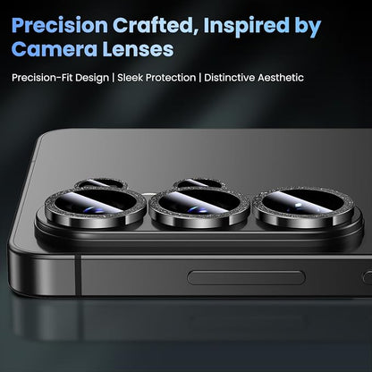 Uyiton for Samsung Galaxy S26 Ultra Camera Lens Protector - [Case-Friendly][Not Easy to Break][Ultra-Thin] Military-Grade Tempered Glass with Aluminum Metal Rear Camera Screen Cover - Glitter Black