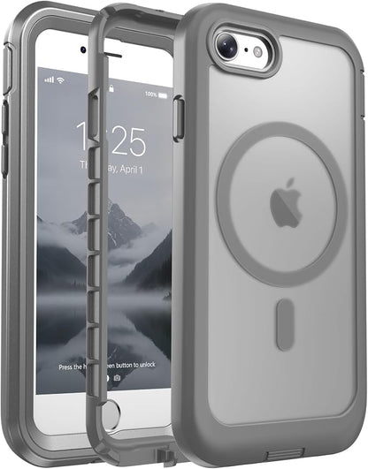 jaroco Magnetic for iPhone SE Case 3rd/2rd,iPhone 8/7 Case, [Compatible with MagSafe][Military Grade Drop Protection][Heavy Duty Protection][Non-Slip] 2-Layer Bumper Phone Case 4.7''-Gray