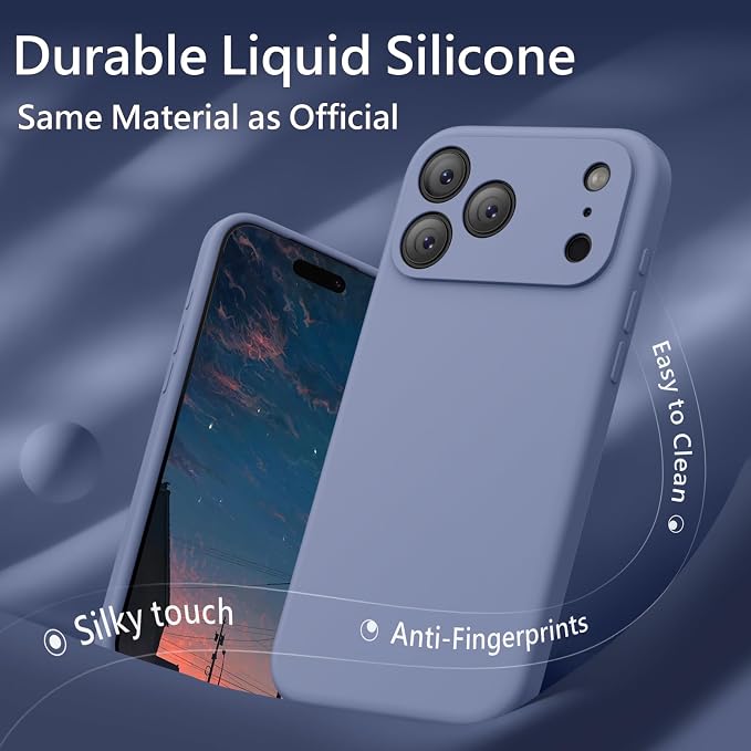 FireNova Magnetic for iPhone 17 Pro Case, Compatible with MagSafe, [Integrated Silicone Camera Control Button] [Camera Protection] Anti-Scratch Microfiber Lining Phone Case, 6.3", Lavender Gray