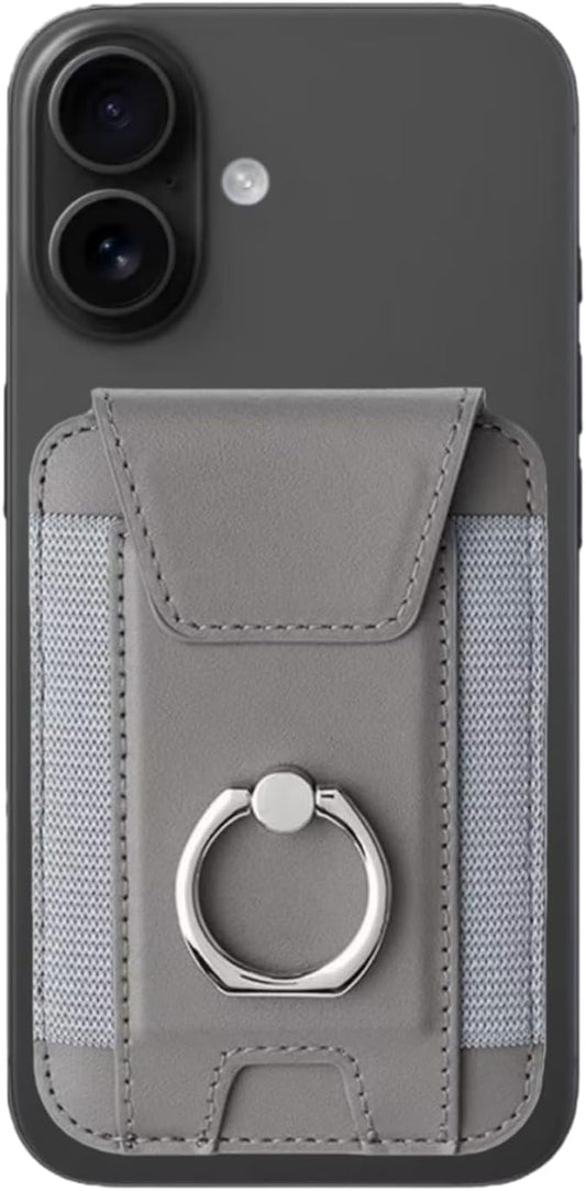 for Magsafe Wallet, Slim Magnetic Card Wallet with Grip, 7 Cards Holder RFID Blocking, Ring Stand Stick on Wallet with Privacy Flap(Grey)