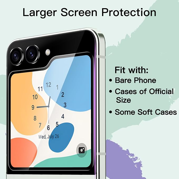 JETech Front Screen Protector for Samsung Galaxy Z Flip 5, 3-Pack | Tempered Glass, Anti-Scratch, HD Clear
