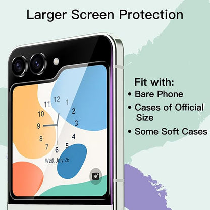 JETech Front Screen Protector for Samsung Galaxy Z Flip 5, 3-Pack | Tempered Glass, Anti-Scratch, HD Clear