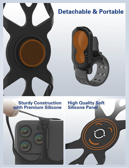 Bike Phone Holder, Motorcycle Cell Phone Mount- 360° Rotatable, Silicone Bicycle Phone Mount for Motorcycle Bicycle Scooter, for 15 Pro Max / 14/13, S10 and More 4.7-6.8" Phone
