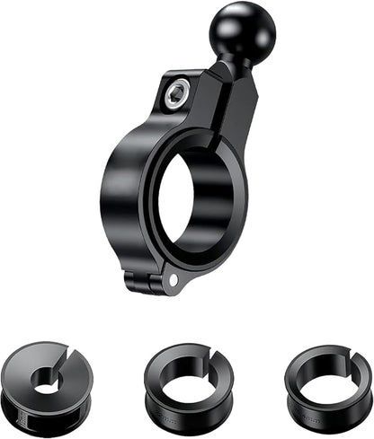 Bike Handlebar Mount, Aluminum Alloy Clamp Mounts Base Ball Adapter with 0.67"(17mm) TPU Ball for Round Rails, Compatible with RAM Mounts Ball Socket Arm