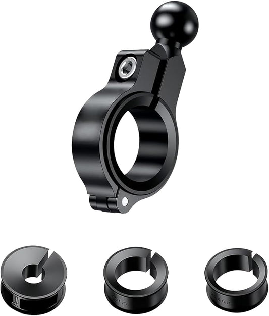 Bike Handlebar Mount, Aluminum Alloy Clamp Mounts Base Ball Adapter with 0.67"(17mm) TPU Ball for Round Rails, Compatible with RAM Mounts Ball Socket Arm