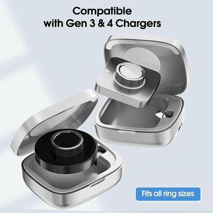 Compatible Charging Case for Ou-ra Ring Gen 3 & 4 Official Charger, Portable Charging Box with 1000mAh Capacity, Fits All Ring Sizes, 30-Day Runtime (Official Charger Not Included) Gray